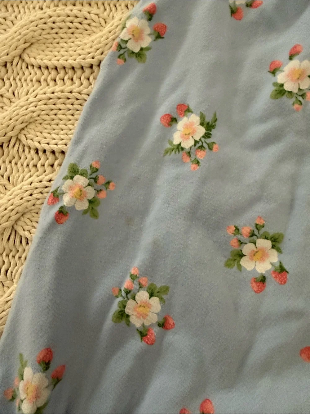 Janie and Jack Light Blue Floral Romper with Ruffle Straps